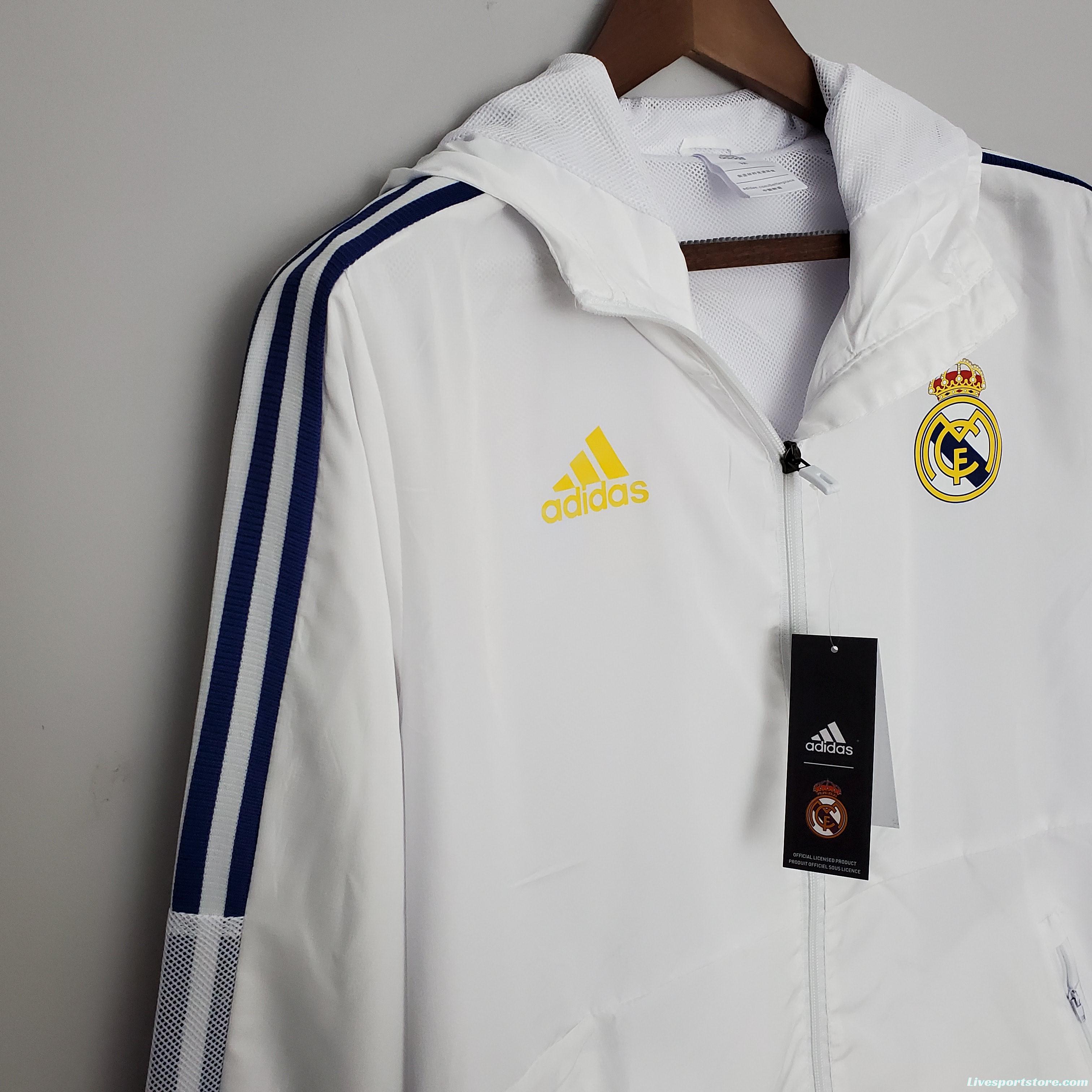 2022 Real Madrid Windbreaker White Soccer Jersey