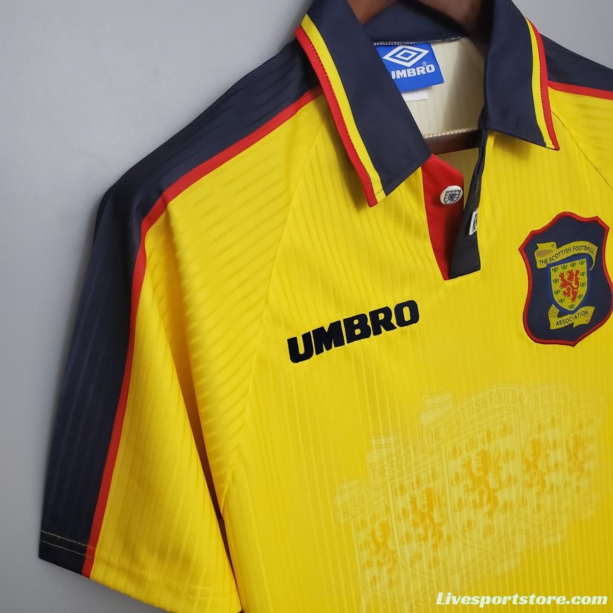 Retro Scotland 96/98 Yellow Soccer Jersey