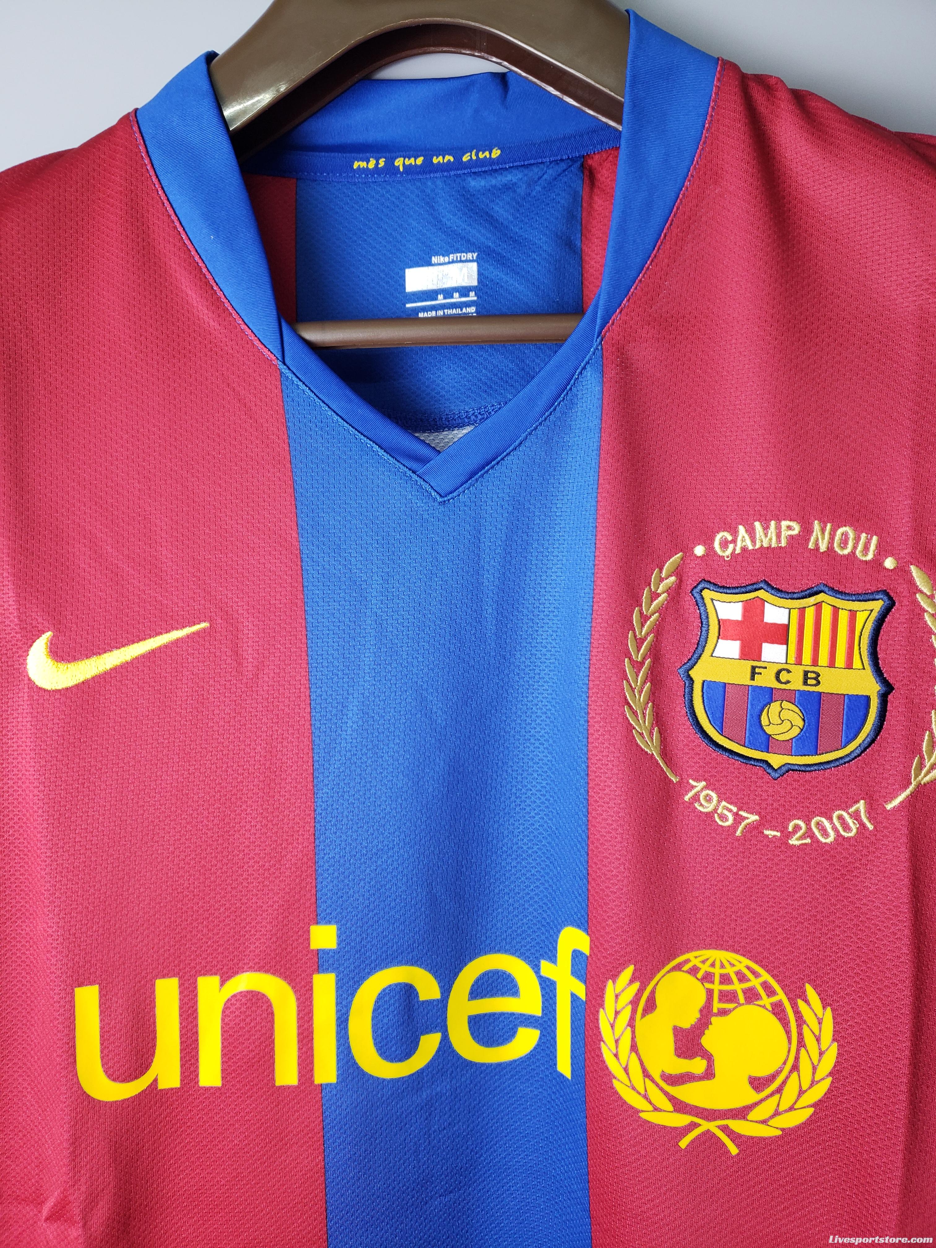 Retro 07/08 Barcelona long sleeves home Soccer Jersey