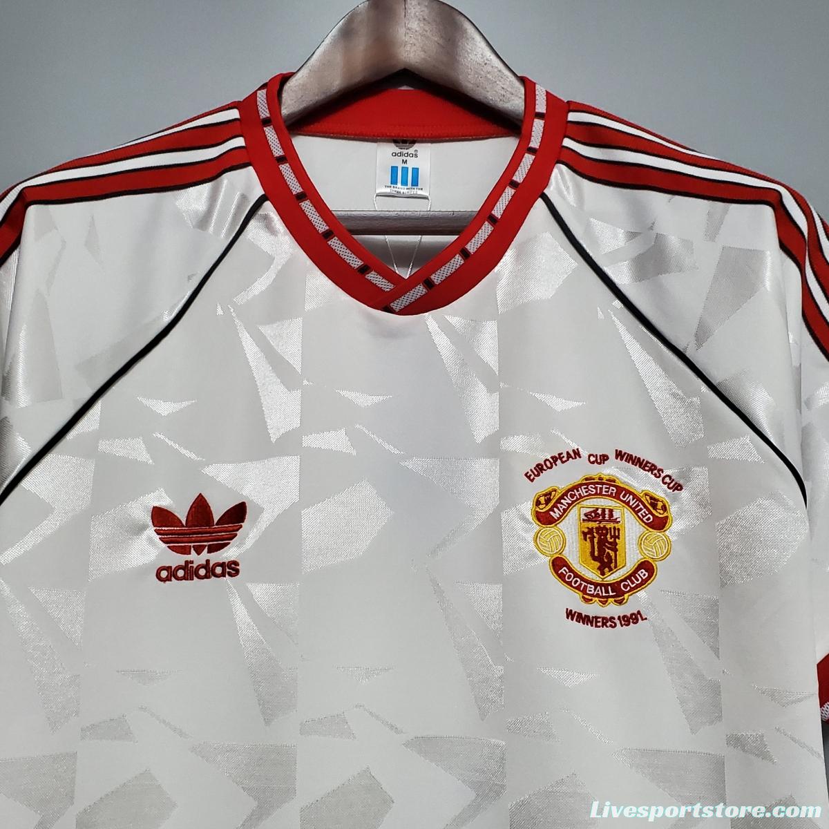 Retro 1991 Manchester United white Soccer Jersey