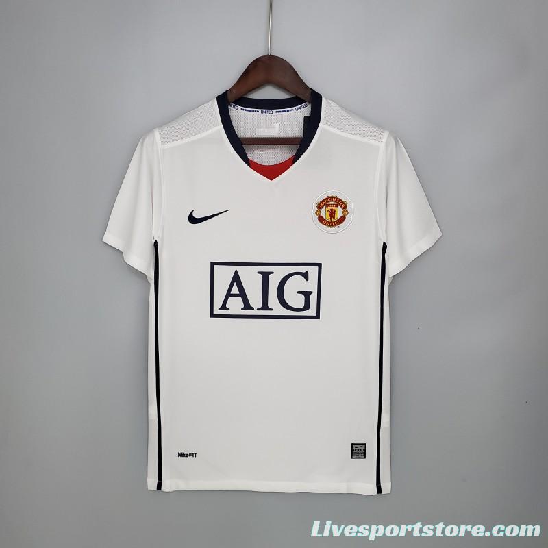 Retro Manchester United 08/09 League Edition away White Soccer Jersey