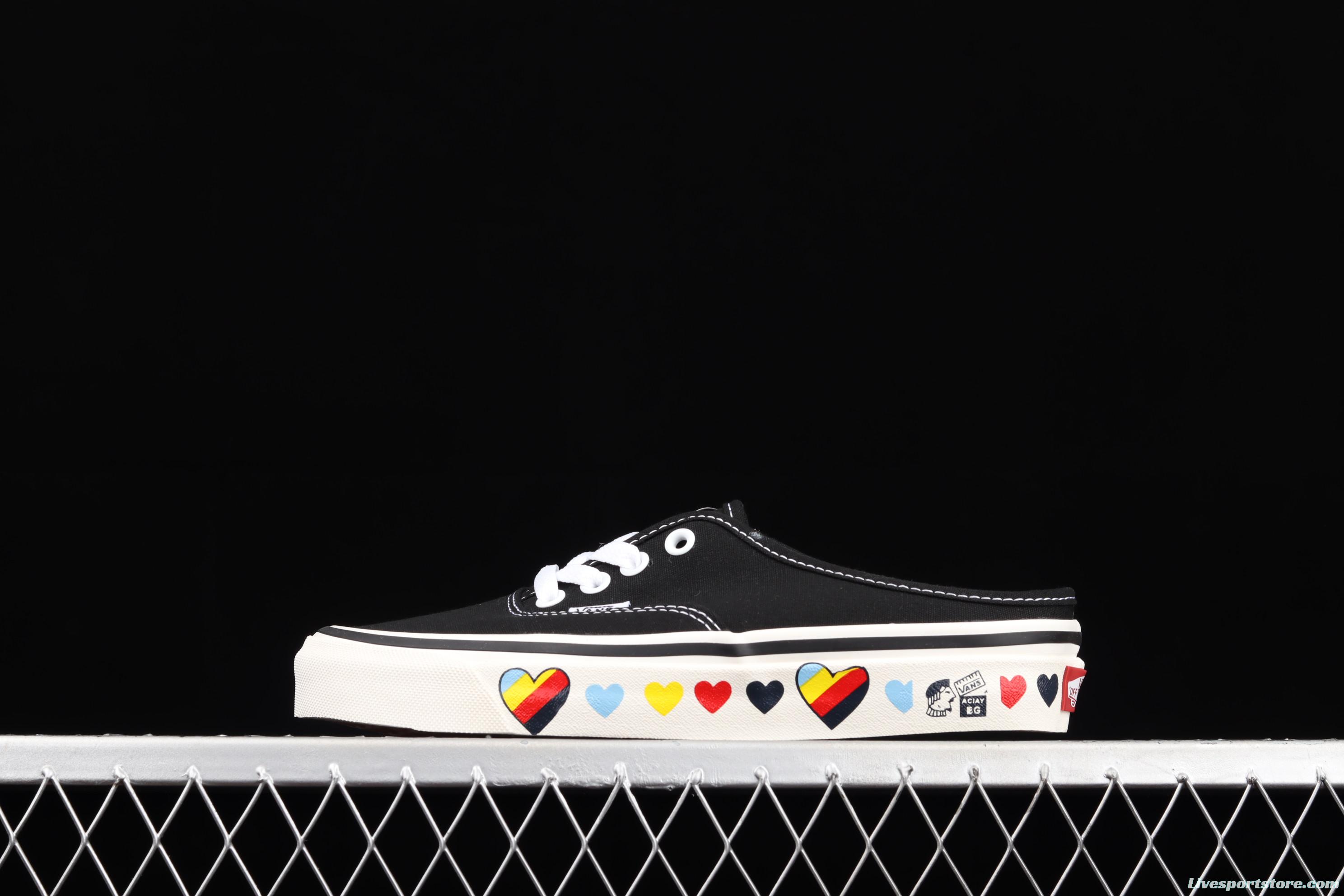 Vans Authentic Anaheim Valentine's Day Limited black and white love leisure half-drag VN0A54F7585