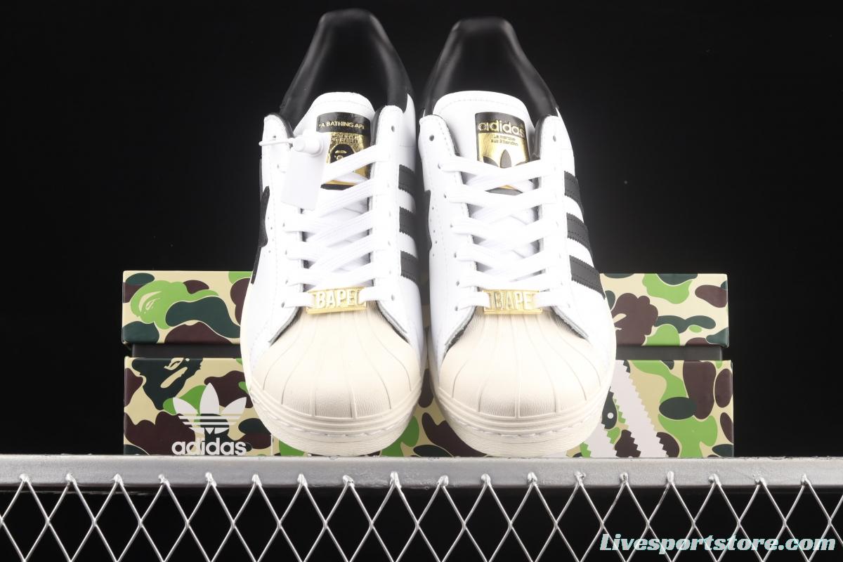 BAPE x Adidas Superstar 80s GZ8980 Darth ape-man co-named shell full head casual board shoes