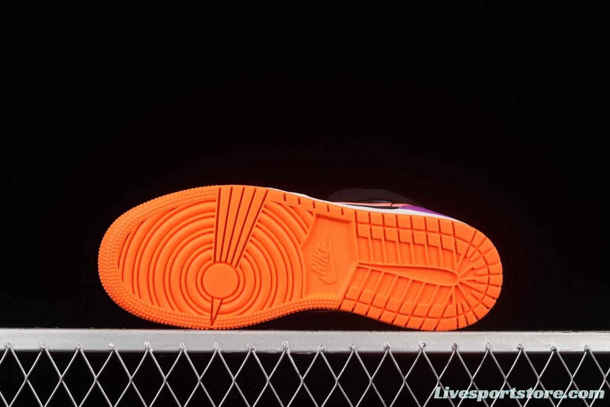 Air Jordan 1 Mid candy mandarin duck 3m reflective matching basketball shoes 554725-083