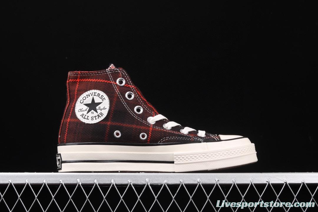 Converse 70s Plaid Scottish plaid fresh vintage casual board shoes 166496C