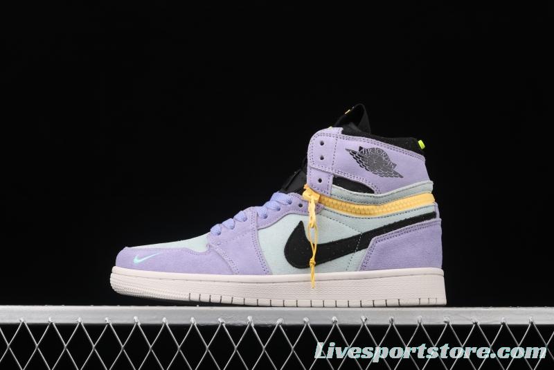 Air Jordan 1 Switch Violet Violet zipper high top cultural basketball shoes CW6576-500