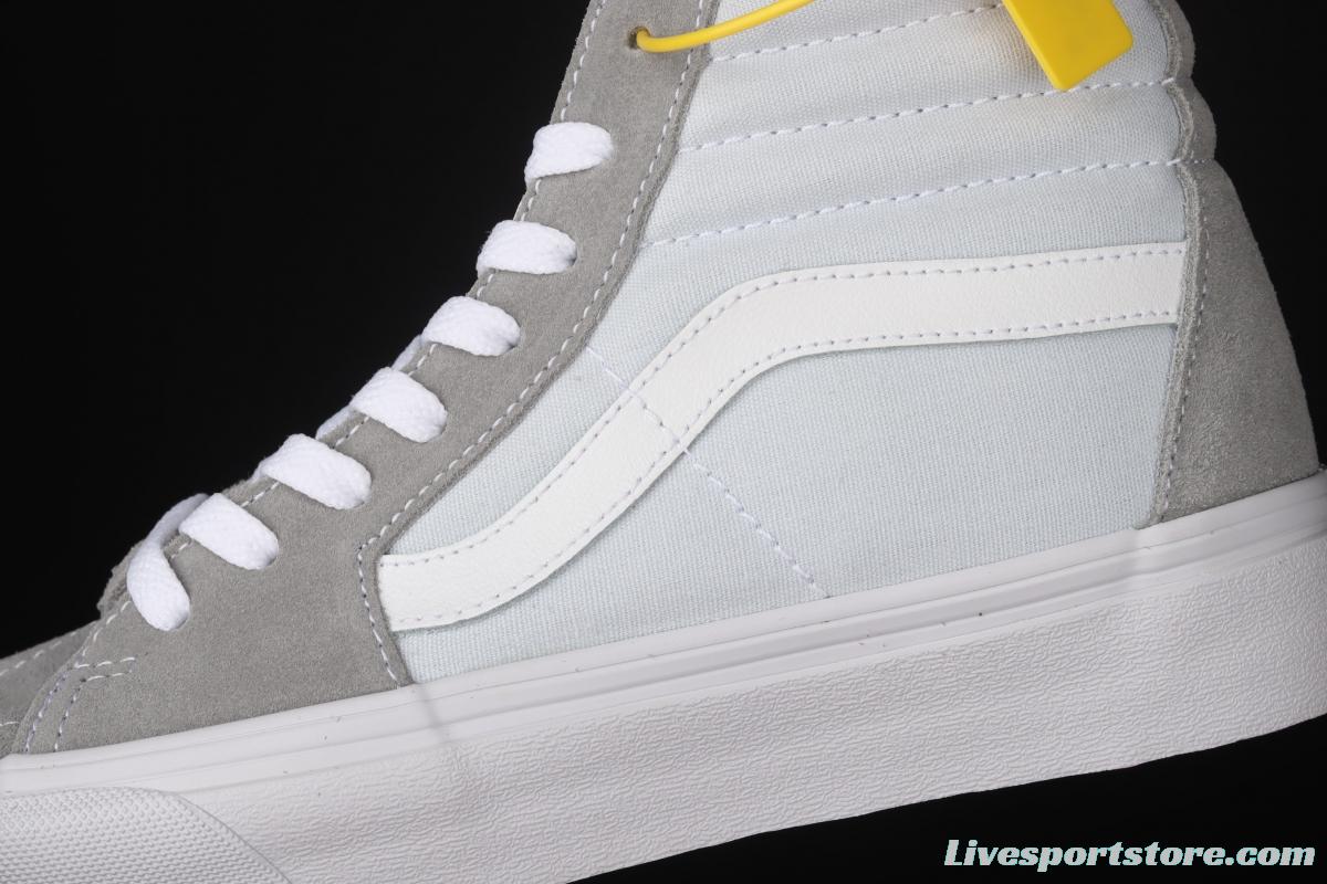 Vans Sk8-Hi Japanese gray-white milk-blue color side stripes high-top casual board shoes VN0A32QG4FY