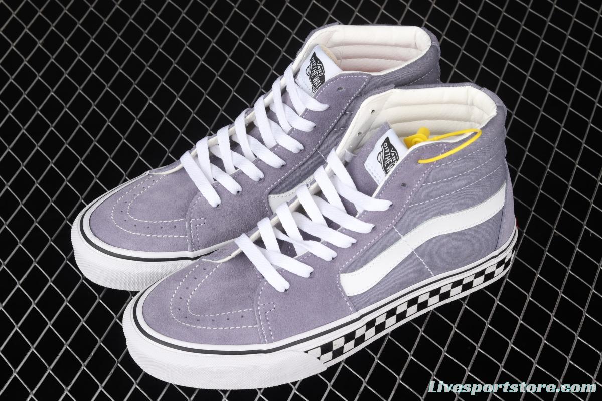 Vans SK8-Hi grey checkerboard classic series of high-top casual board shoes VN0A4U3C2RM