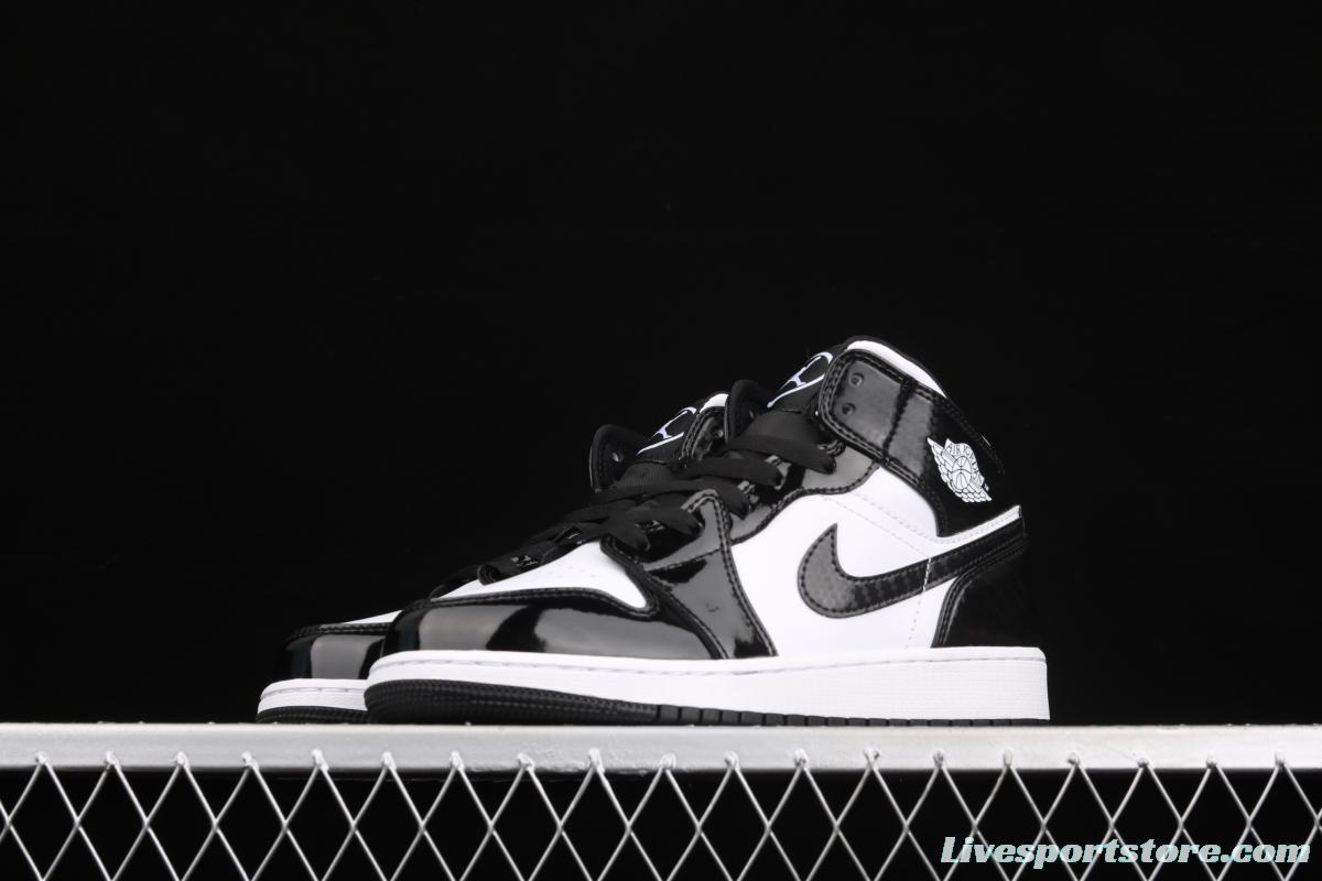 Air Jordan 1 Mid All-Star Bang all-Star black and white lacquered leather basketball shoes DD1649-001