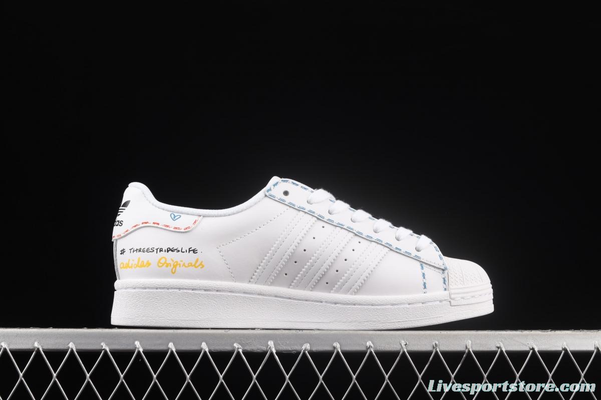 Adidas Originals Superstar GZ3034 shell head child fun graffiti decoration leisure board shoes