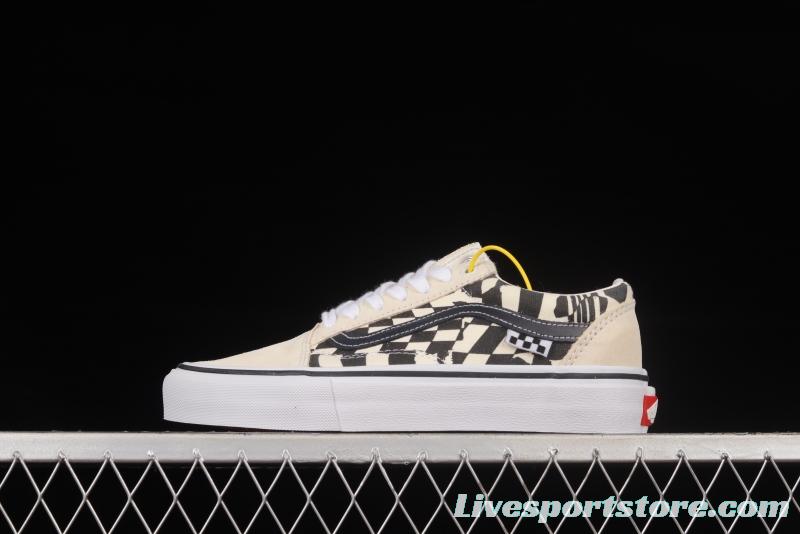 Vans OId Skool black and white checkerboard side stripe low-top professional skateboard shoes VN0A5FCB9CU