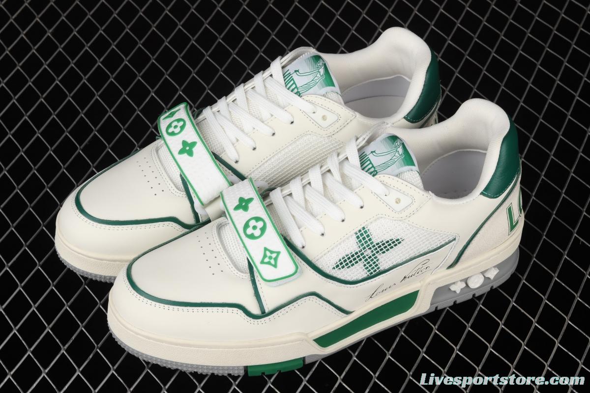 Authentic LV 2021ss early spring fashion catwalk sneakers 410N White Green