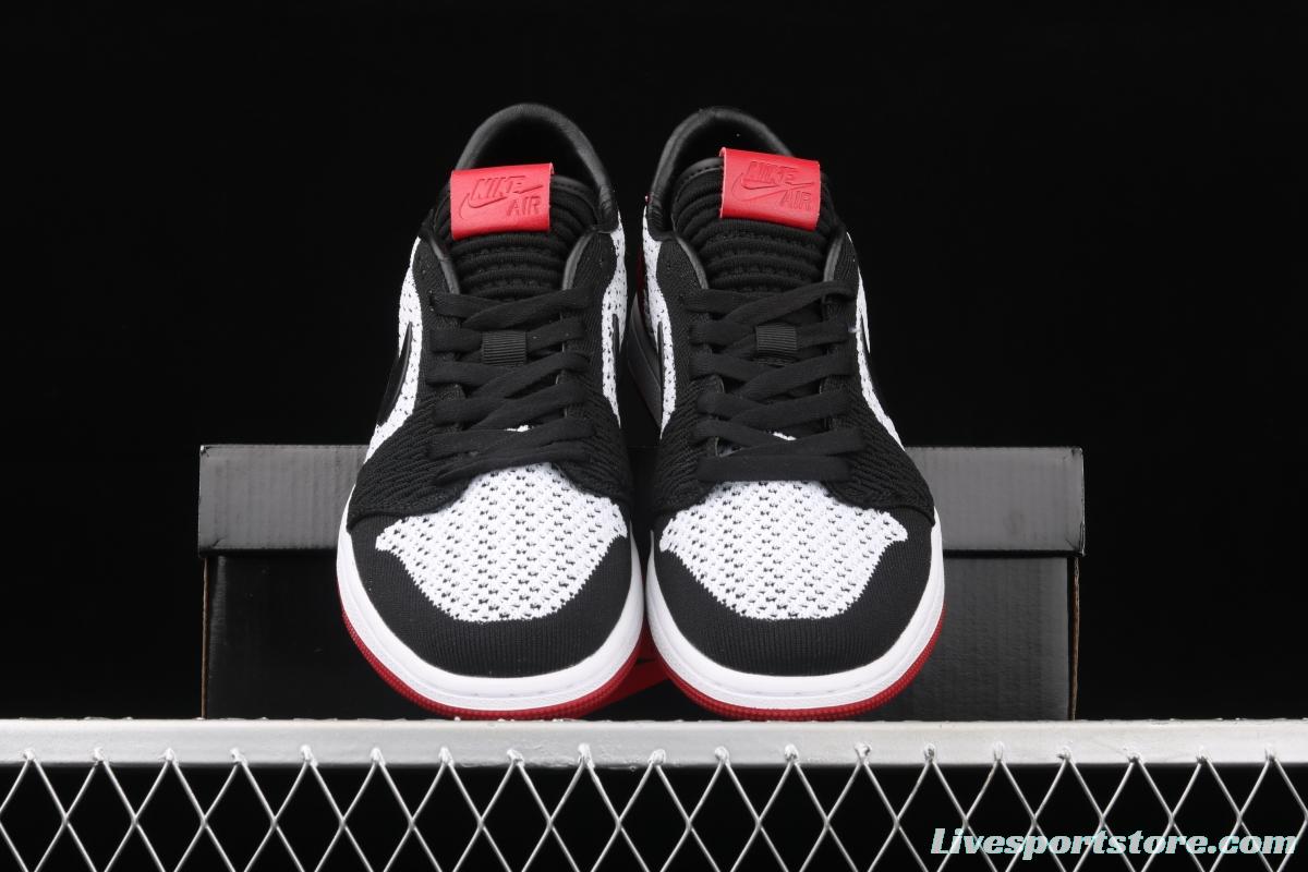 Air Jordan 1 Low knitted black and red low top basketball shoes 553558-116