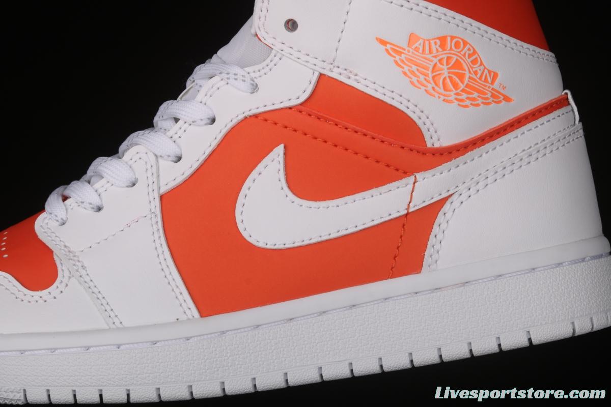 Air Jordan 1 Mid White Orange Zhongbang Basketball shoes CZ0774-800