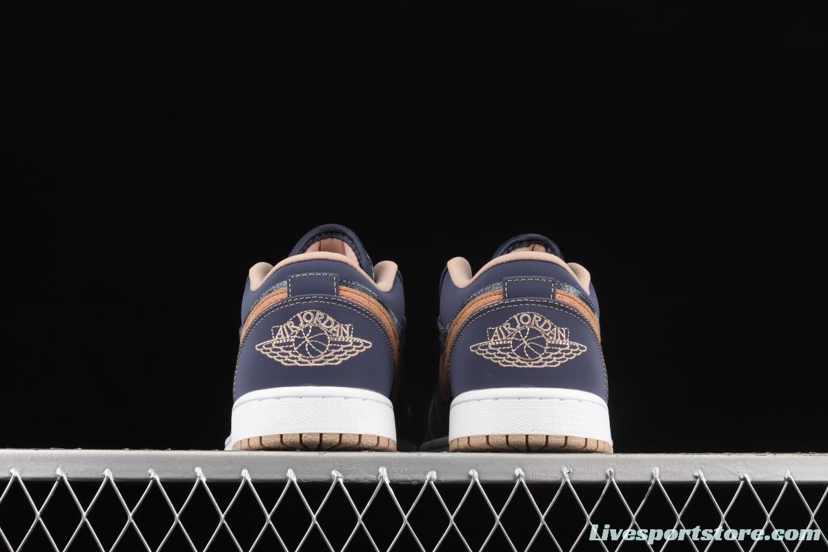 Air Jordan 1 Low dark blue denim low side culture leisure sports shoes DH1259-400