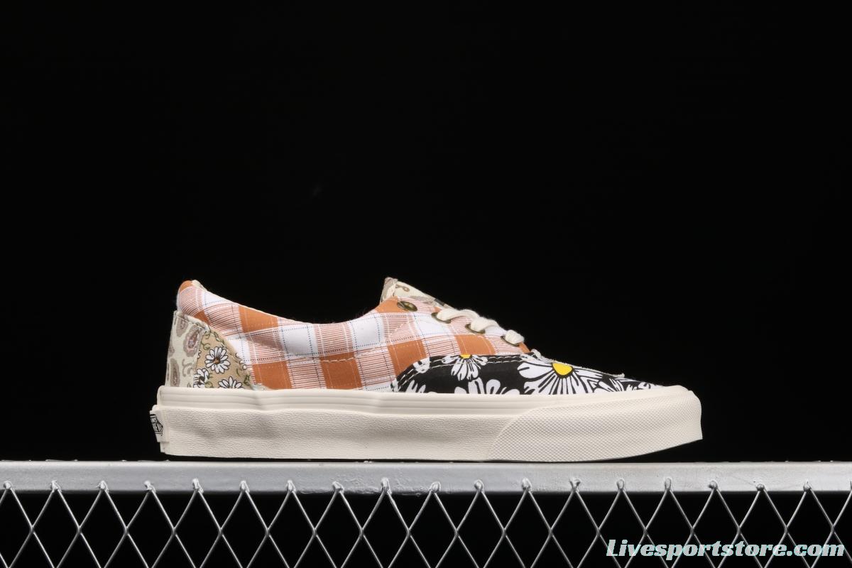 Vans Era retro limits the second generation cashew flower splicing asymmetrical chessboard retro low upper shoes VN0A5EFN420