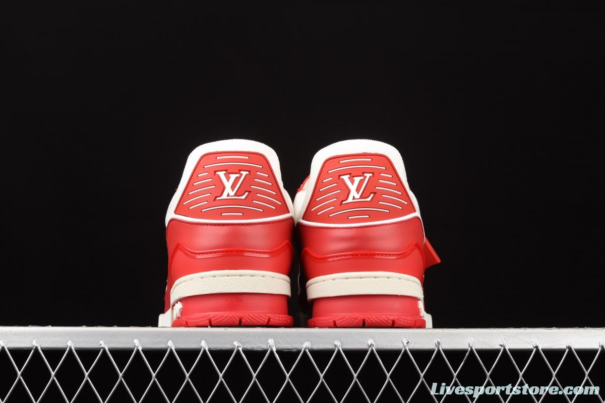 Authentic LV 2021ss early spring fashion catwalk sneakers 410N RED WHITE