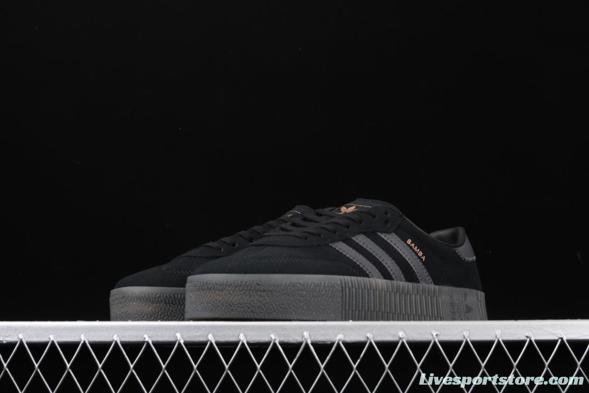 Adidas Sambarose G54523 clover retro frosted black thick soles high board shoes