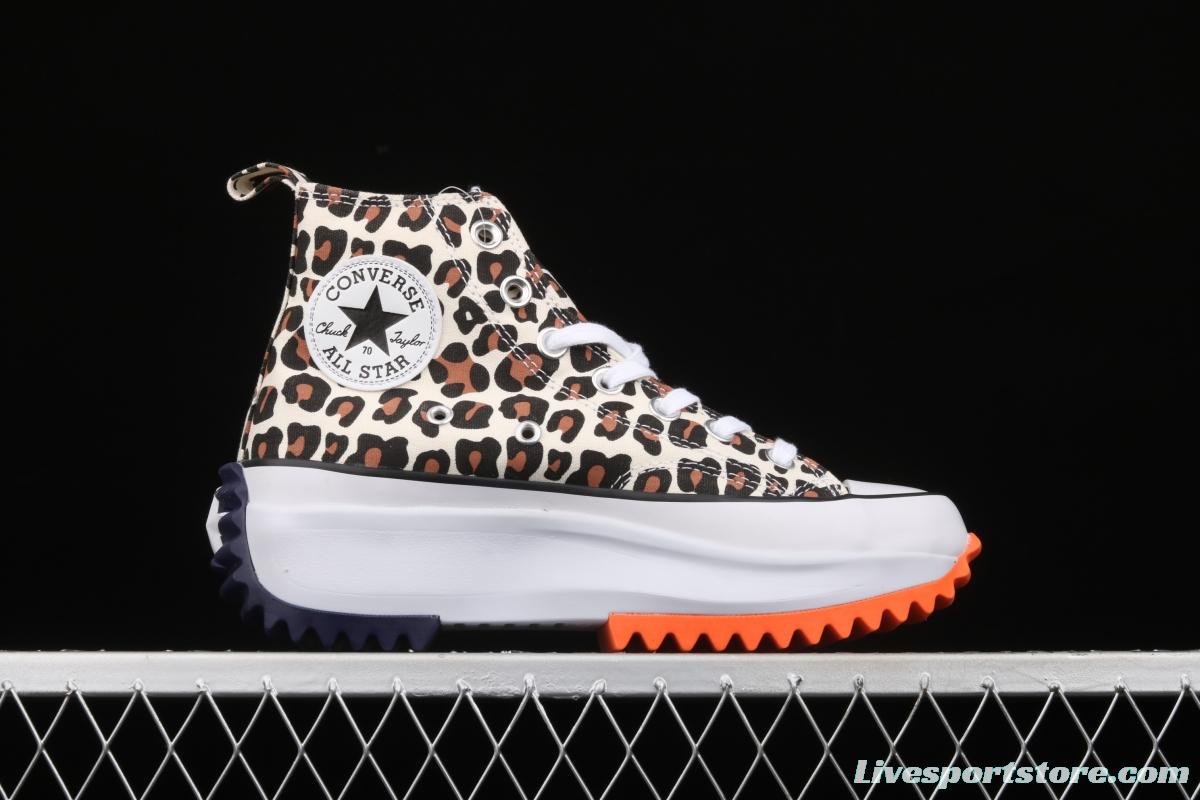 JW Anderson x Converse Run Star Hike white leopard pattern heightened casual board shoes 166862C