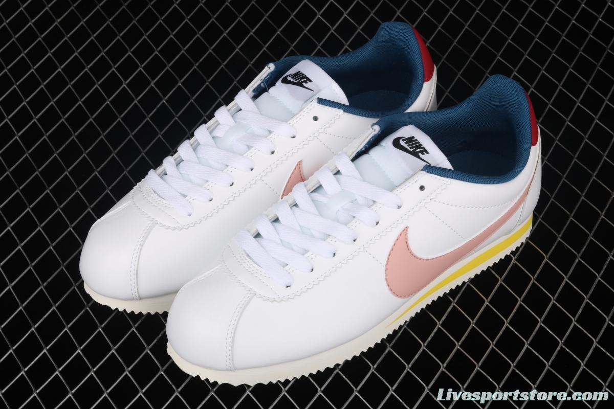 NIKE Classic Cortez Leather Forrest Gump fresh white powder matching leather running shoes 807471-114