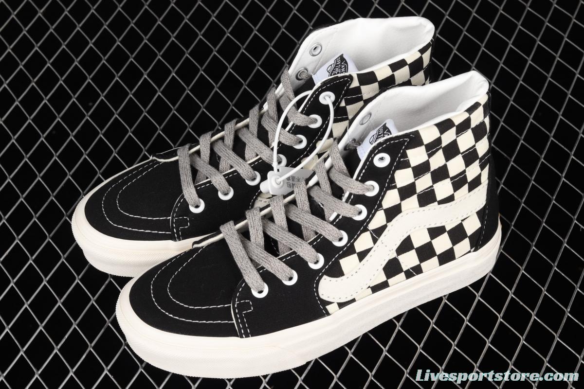 Vans Sk8-Hi Authentic black and white checkered high-top casual board shoes VN0A4RWY2BK