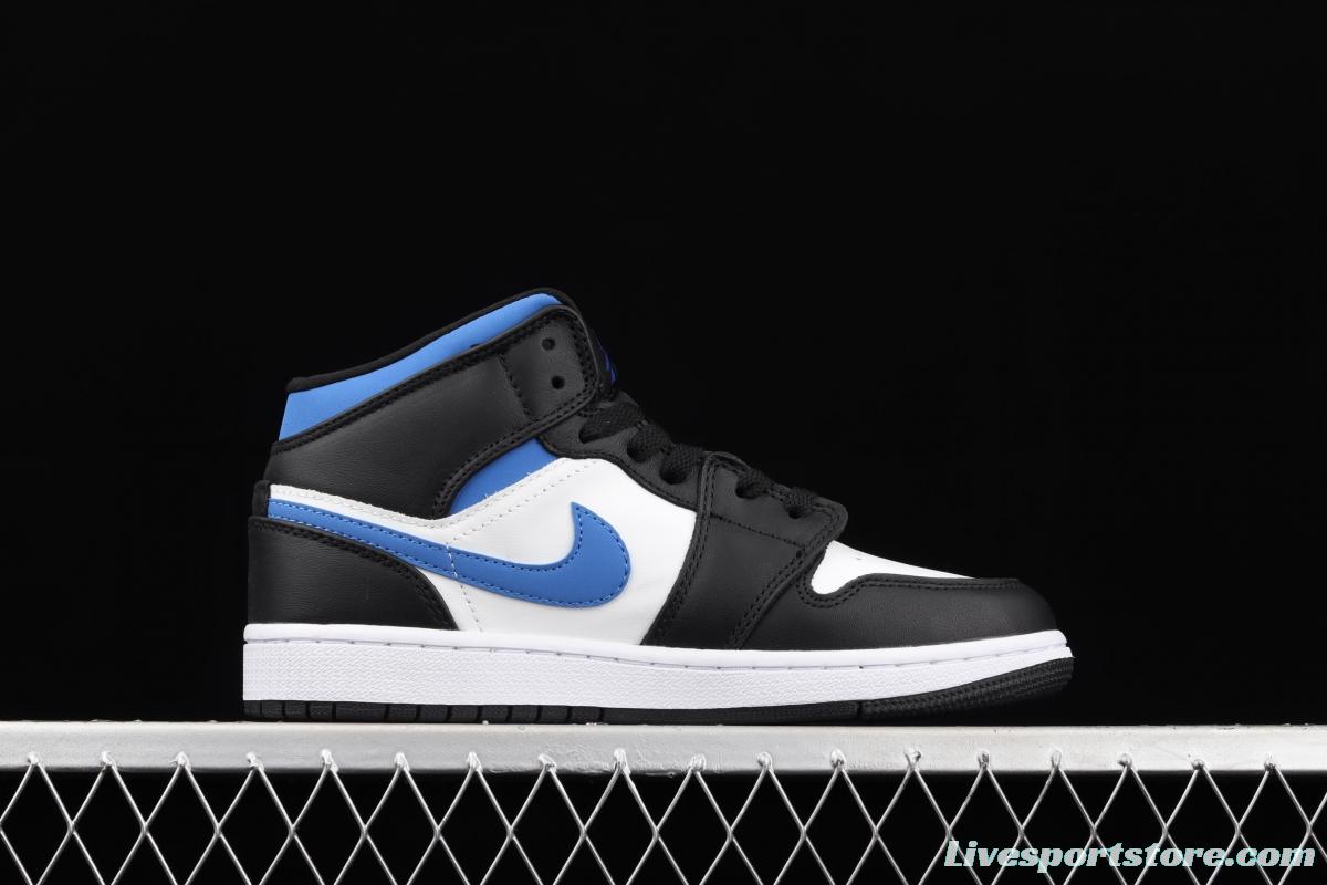 Air Jordan 1 Mid black, white and blue panda cultural basketball shoes 554725-140