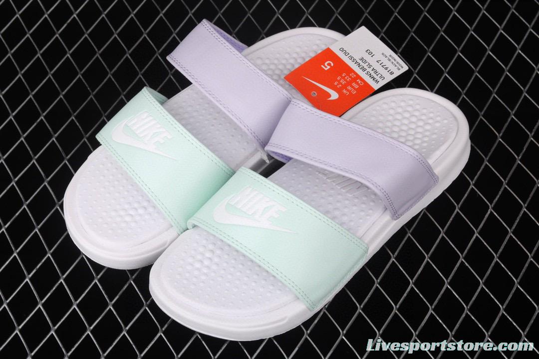 NIKE Benassi Swoosh # double belt ninja slipper series # authentic slippers life style summer beach slippers 819717-103