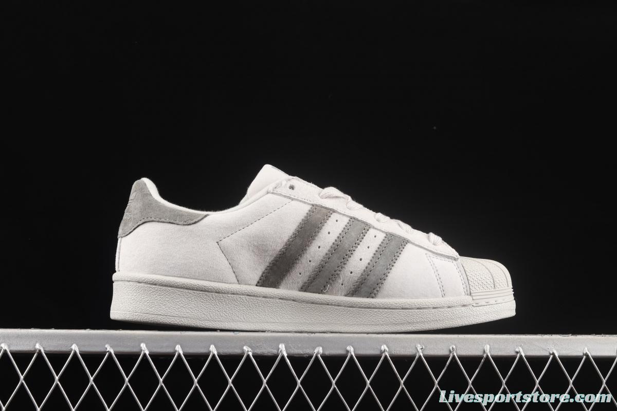 Reigning Champ x Adidas Superstar BS9558 shell joint style suede light gray dark gray classic leisure board shoes