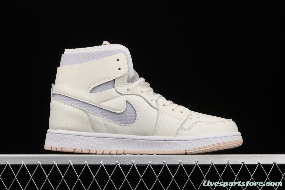 Air Jordan 1 Zoom Air CMFT Pearl White High Top Basketball shoes CT0979-107