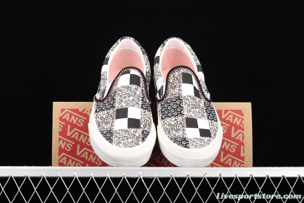 Vans Classic Slip-On MeAdidasow Patchwork series plaid splicing rag low-top casual board shoes VN0A33TB9FY