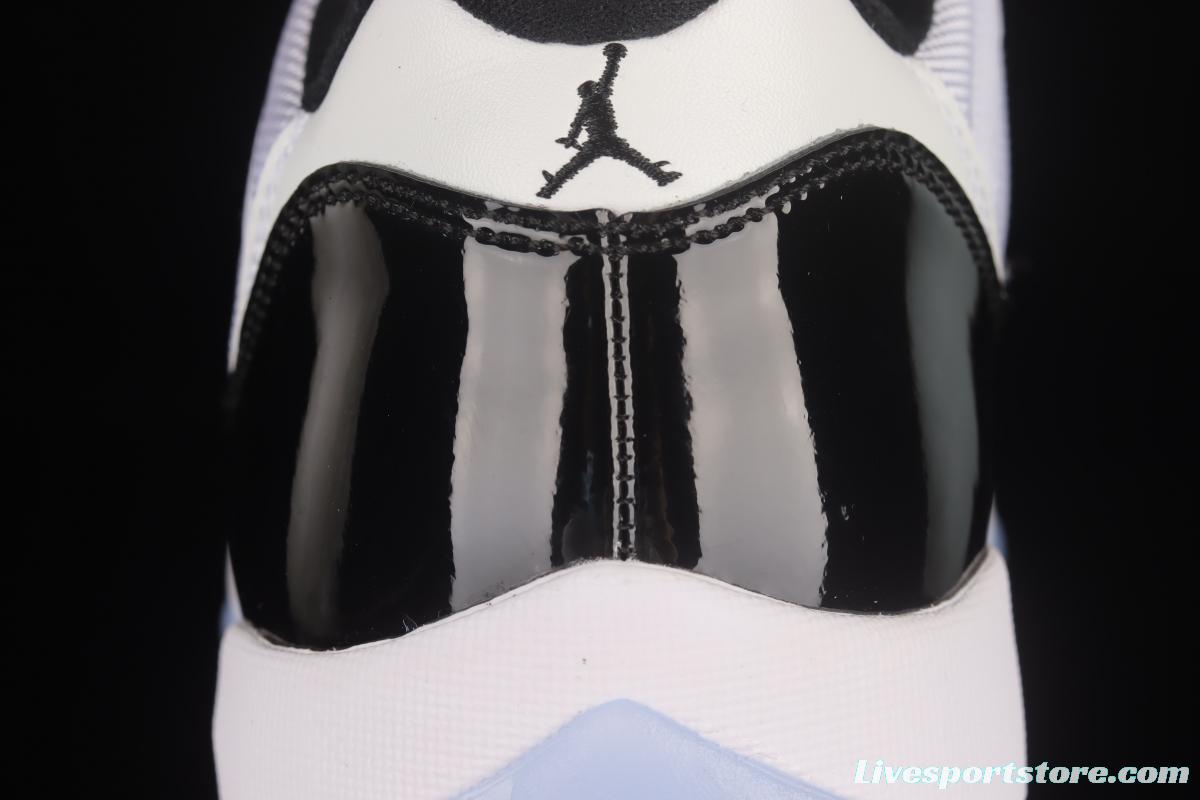 Air Jordan 11 Low Concord 1 Kang buckle white and black real standard real carbon low-top basketball shoes 528895-153