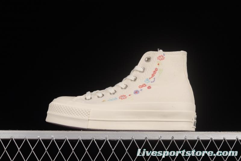 Converse All Star Lift Embroidered Flowers Platform Shoes A01586C