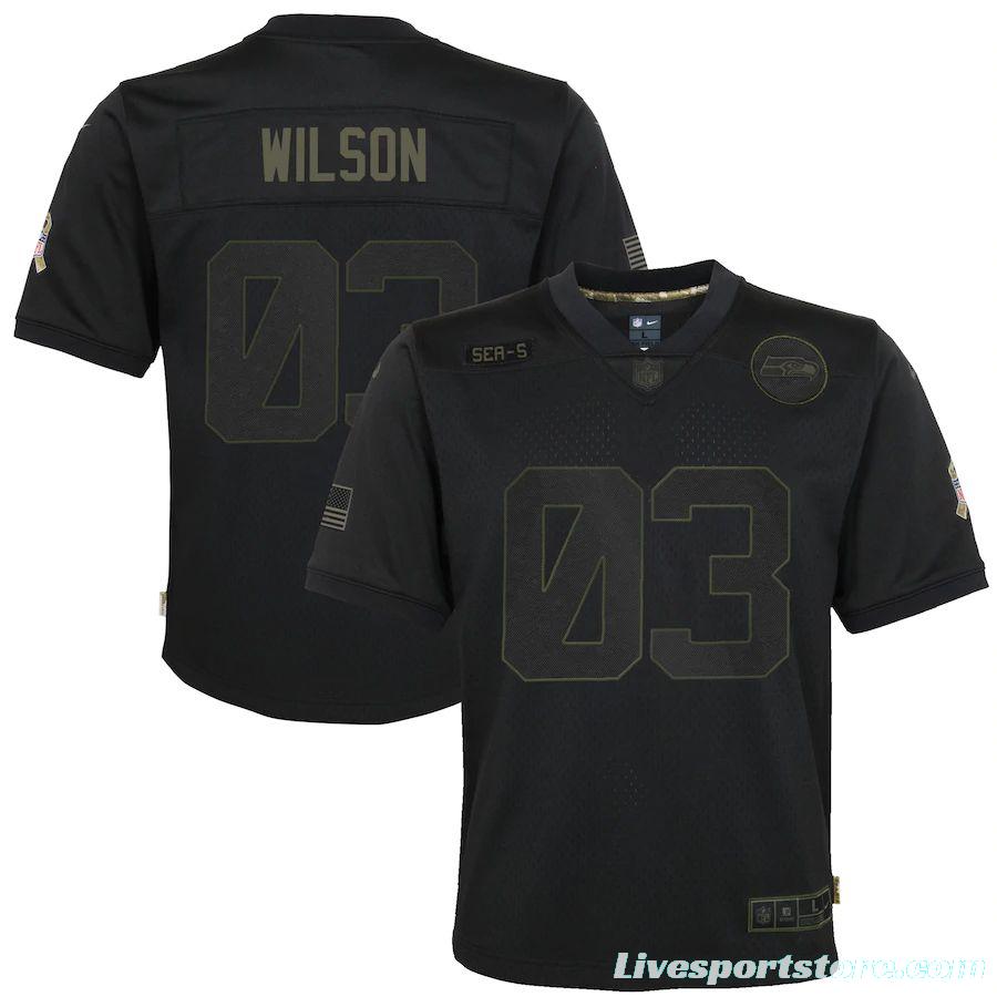 Youth Russell Wilson Black 2020 Salute to Service Player Limited Team Jersey