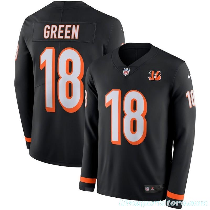 Men's A.J. Green Black Therma Long Sleeve Player Limited Team Jersey