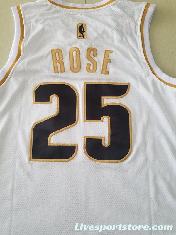 Derrick Rose 25 White Golden Edition Jersey