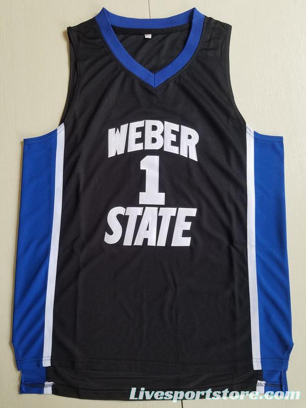 Damian Lillard 1 Weber State College Black Basketball Jersey