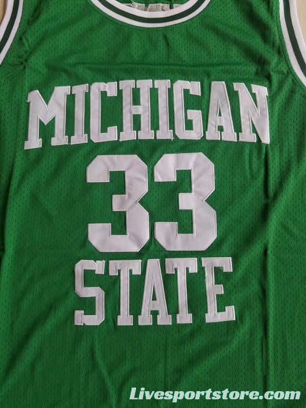 Magic Johnson 33 Michigan State College Green Basketball Jersey