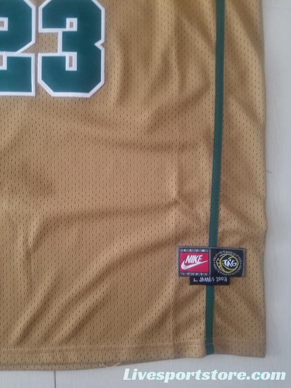 LeBron James 23 Irish High School Yellow Basketball Jersey