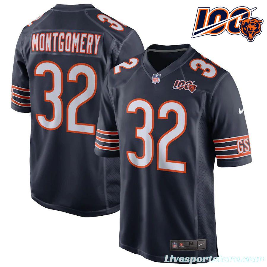 Men's David Montgomery Navy 100th Season Player Limited Team Jersey