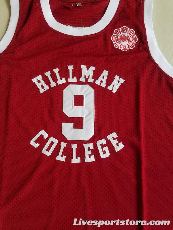 Dwayne Wayne 9 Hillman College Maroon Basketball Jersey with Eagle Patch