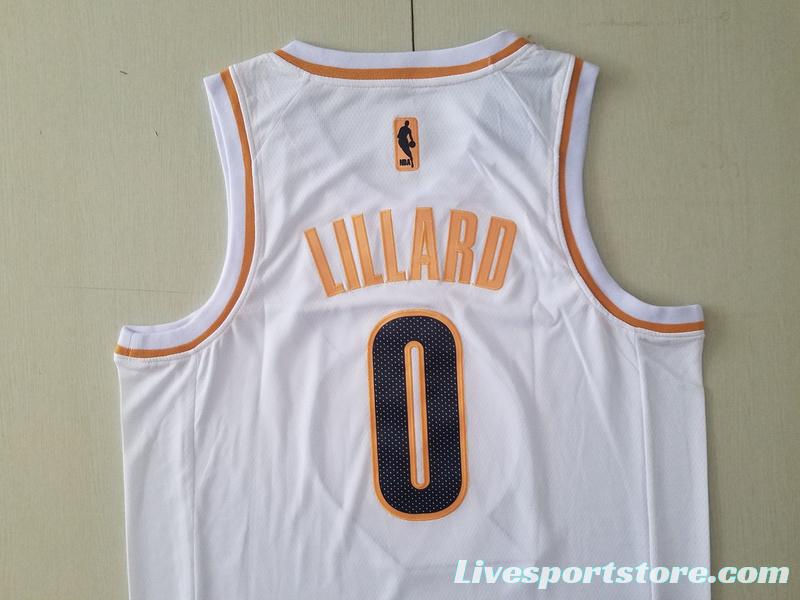 Damian Lillard 0 White Golden Edition Jersey