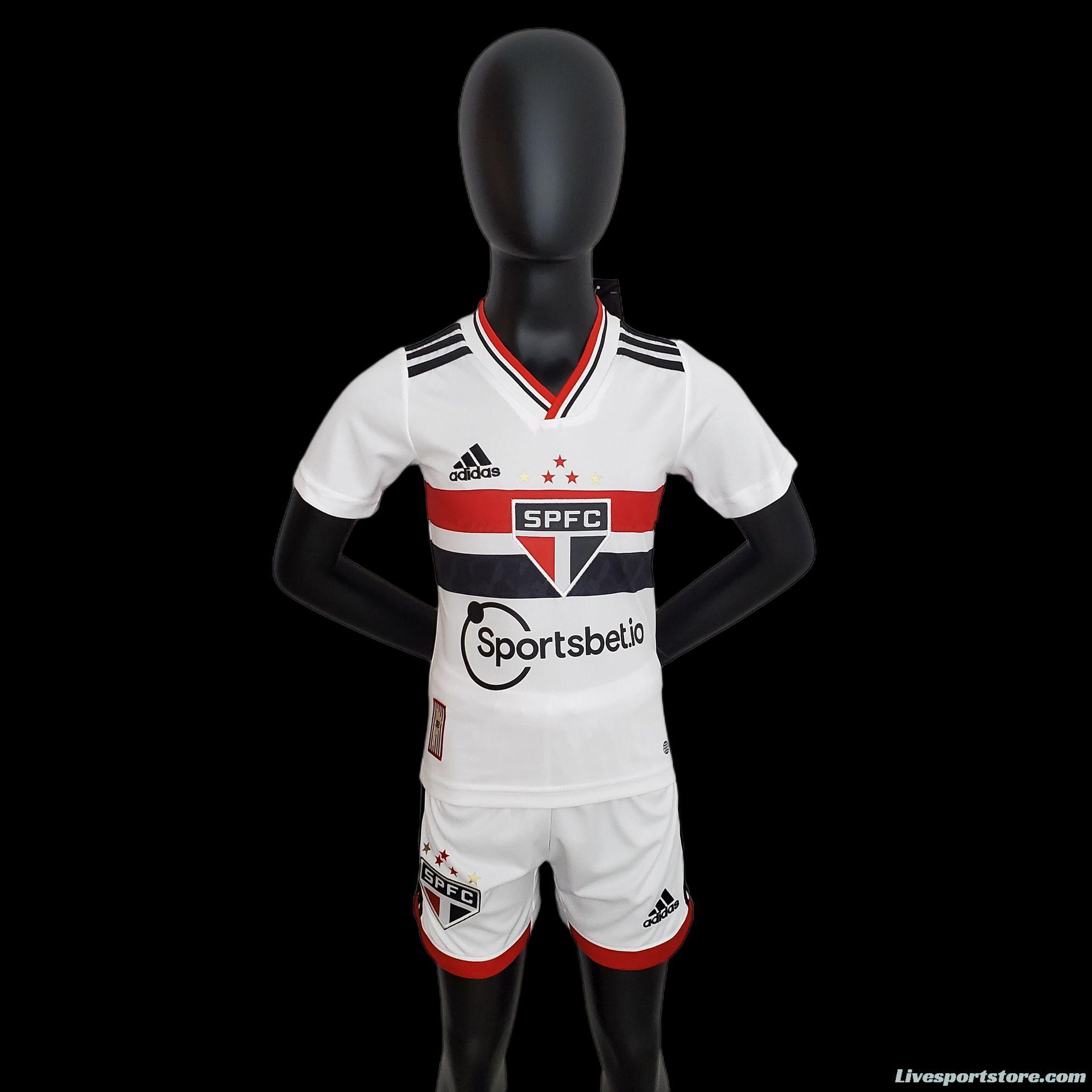 22/23 Kids São Paulo Home Size 16-28 Soccer Jersey