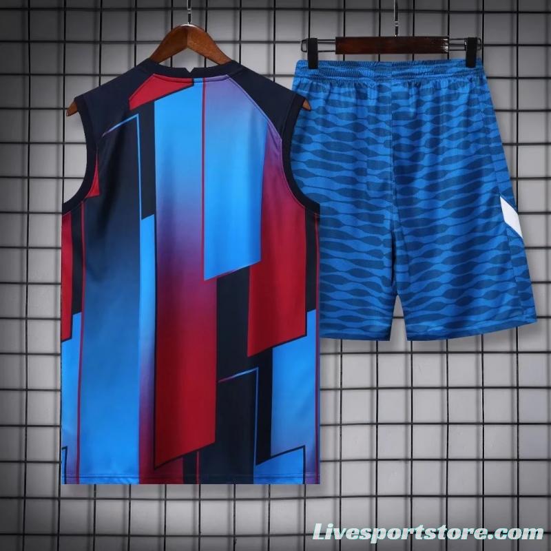 22/23 Barcelona Pre-match Training Jersey Red+Blue Vest