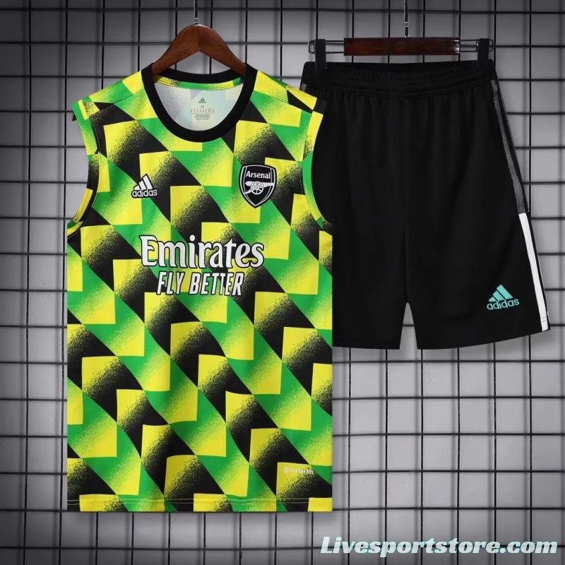 22/23 Arsenal Pre-match Training Jersey Yellow+Green Vest