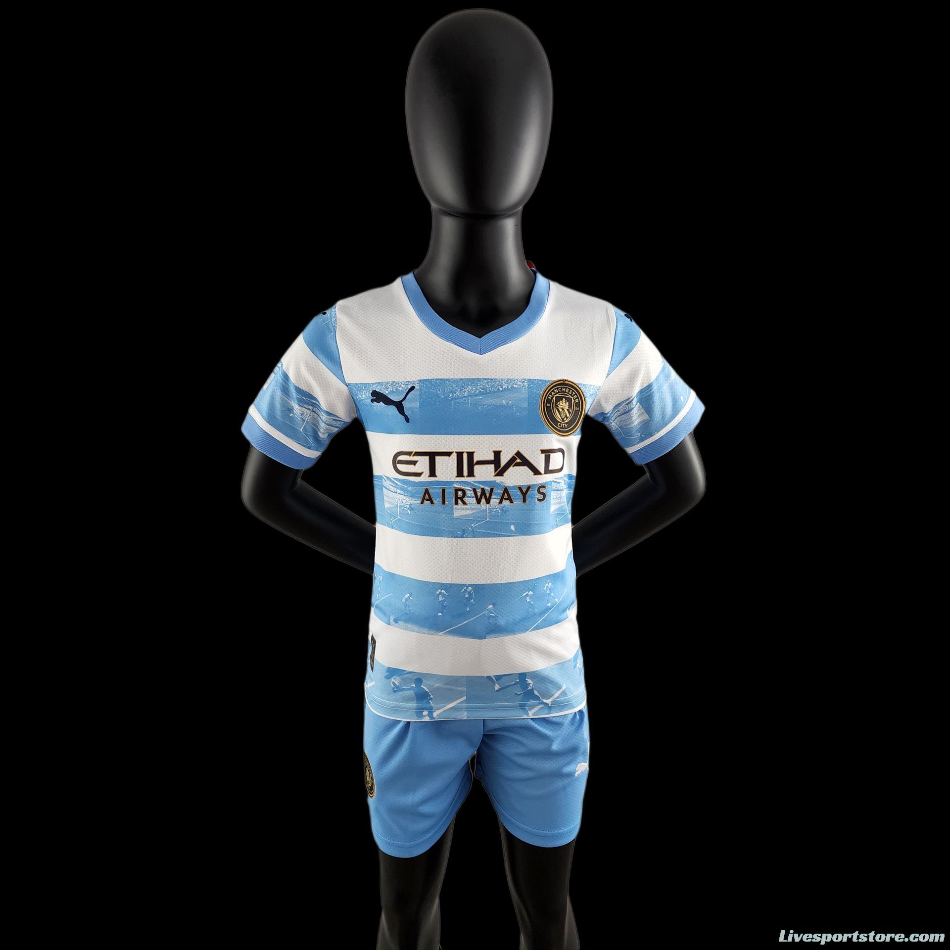 22/23 Kids Kit Manchester City Limited Edition Blue And White Size16-28