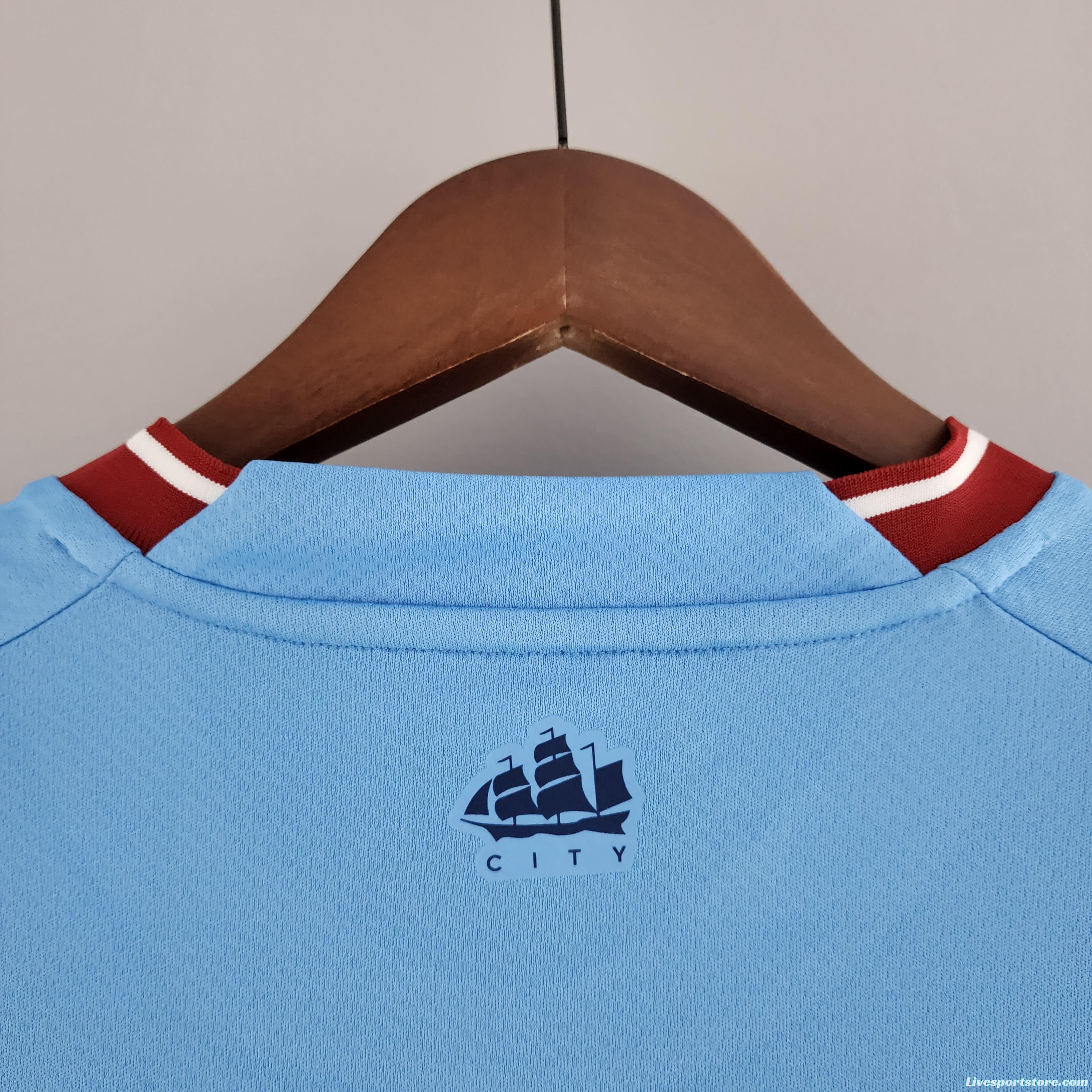 22/23 Long Sleeve Manchester City Home Soccer Jersey