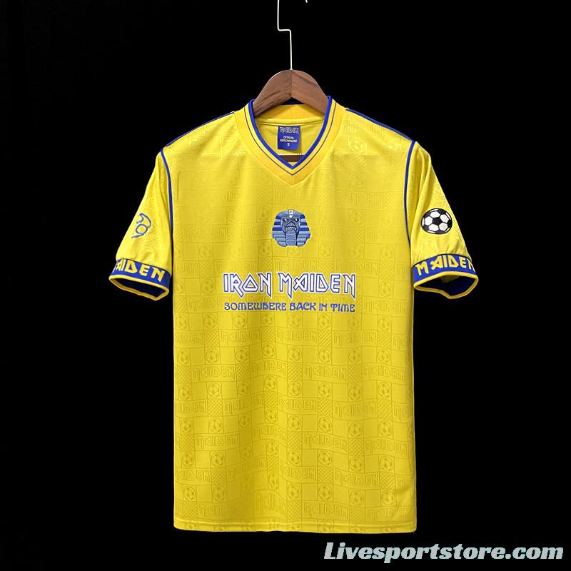 Retro 2008 West Ham Iron Maiden Yellow Jersey