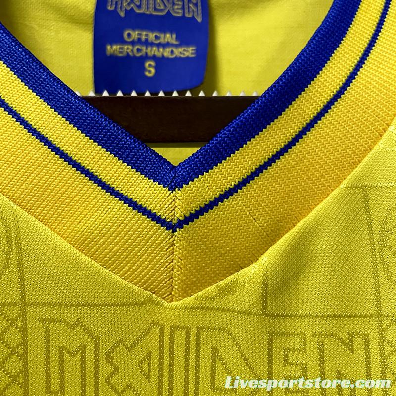 Retro 2008 West Ham Iron Maiden Yellow Jersey