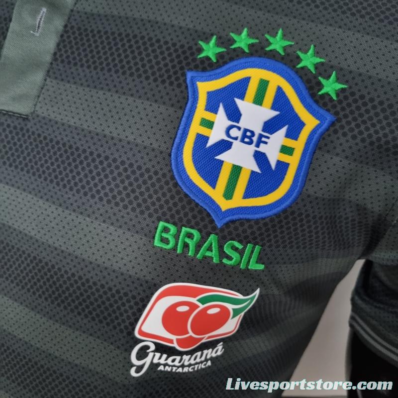 2022 Brazil Polo Black Stripe Jersey