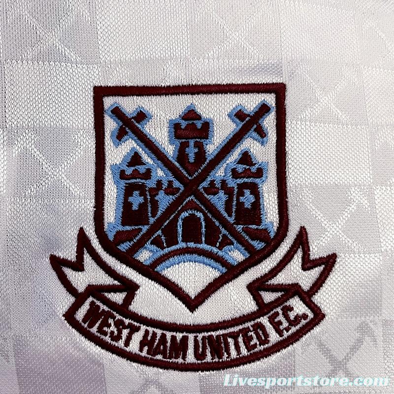 Retro 89/90 West Ham Away Soccer Jersey